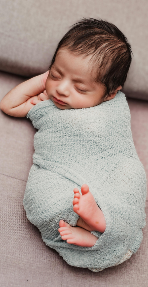 wrapped baby sleeping